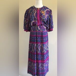 Vintage Made in USA Lorac Lady Carol Original Women’s Dress Blue Floral Paisley